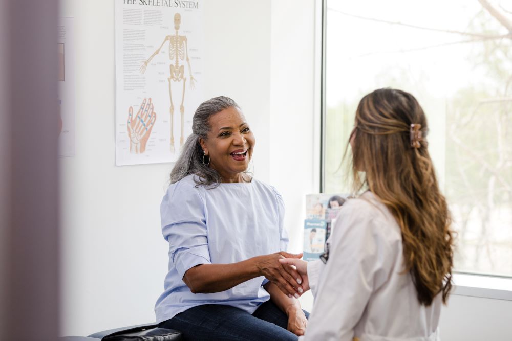 A woman at a hospital appointment