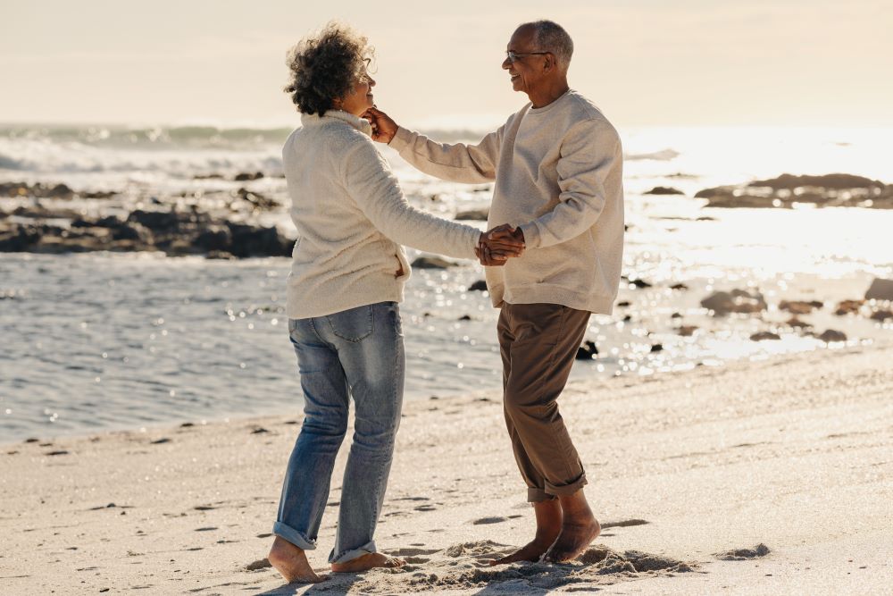 A couple at the beach.