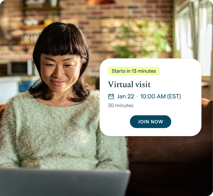 Woman starting a virtual visit